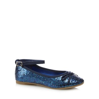 bluezoo Girls' navy sequin bow pumps